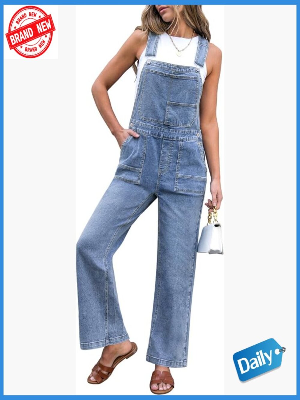 Straight Wide Leg Baggy Denim Bib Overalls with Adjustable Straps